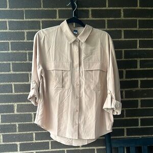 NWT Beige/Pink Mix Button-Up Shirt